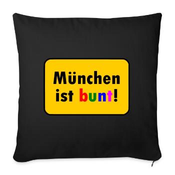München ist bunt - Sofakissenbezug 45 x 45 cm - Schwarz - Vorne