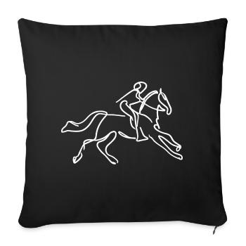 Dessin d’équitation - Housse de coussin décorative 45 x 45 cm - noir - Devant