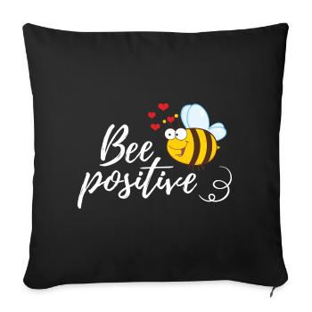 Drôle d’abeille disant abeille positive - Housse de coussin décorative 45 x 45 cm - noir - Devant