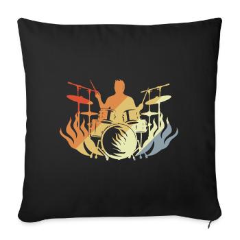 Drummer Musician 90s Look - Sofa pillowcase 17,3'' x 17,3'' (45 x 45 cm) - black - Front