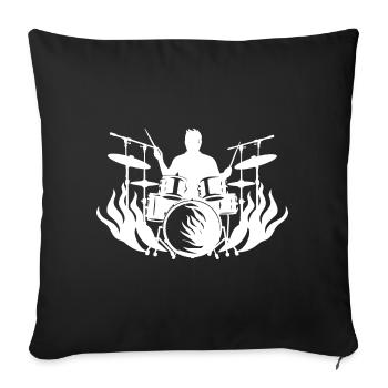 Dessin du batteur - Housse de coussin décorative 45 x 45 cm - noir - Devant