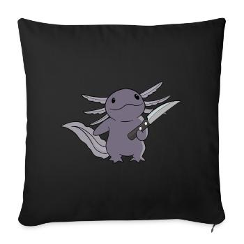 Böses Axolotl Messer rosa Lurch Molch - Sofakissenbezug 45 x 45 cm - Schwarz - Vorne