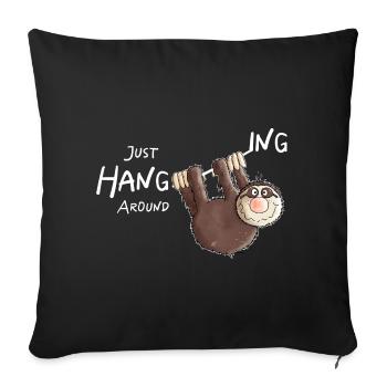 Sloth Hanging Out I Chilling Animals I Lazy - Sofa pillowcase 17,3'' x 17,3'' (45 x 45 cm) - black - Front