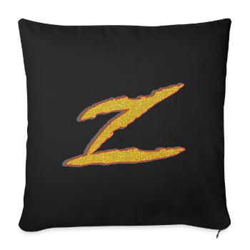 Lettre Z dorée - Housse de coussin décorative 45 x 45 cm - noir - Devant