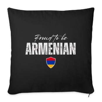 Arménien fier, fabriqué en Arménie - Housse de coussin décorative 45 x 45 cm - noir - Devant