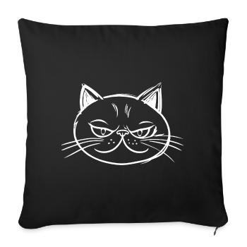 Chat à l’expression espiègle Dessin - Housse de coussin décorative 45 x 45 cm - noir - Devant
