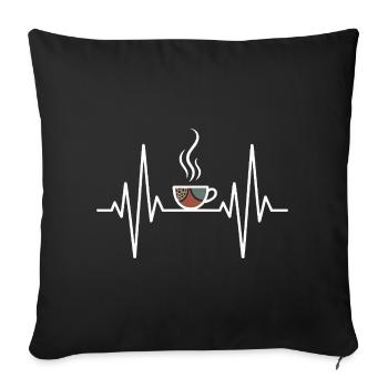 Conception de battement de cœur de café - Housse de coussin décorative 45 x 45 cm - noir - Devant
