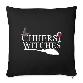 Cheers Witches Wine Halloween  - Sofa pillowcase 17,3'' x 17,3'' (45 x 45 cm) - black - Front