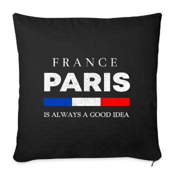 Paris France – Always a Good Idea Design - Sofakissenbezug 45 x 45 cm - Schwarz - Vorne