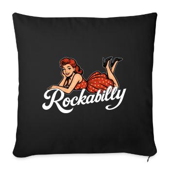 Rockabilly Pin-Up Woman 50s Reclining Petticoat Red - Sofa pillowcase 17,3'' x 17,3'' (45 x 45 cm) - black - Front