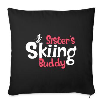 Graphique amusant pour les amateurs de ski pour les sœurs - Housse de coussin décorative 45 x 45 cm - noir - Devant
