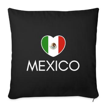 Cœur avec drapeau mexicain, fierté mexicaine - Housse de coussin décorative 45 x 45 cm - noir - Devant