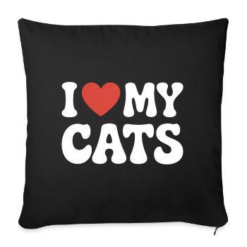 J’aime mes chats ich liebe meine katzen - Housse de coussin décorative 45 x 45 cm - noir - Devant