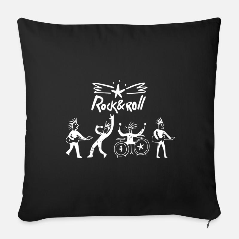 Rock-and-Roll-Band-Sketch - Sofakissenbezug 45 x 45 cm - Schwarz