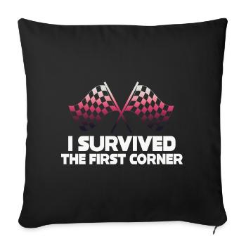 J’ai survécu au premier virage - Housse de coussin décorative 45 x 45 cm - noir - Devant