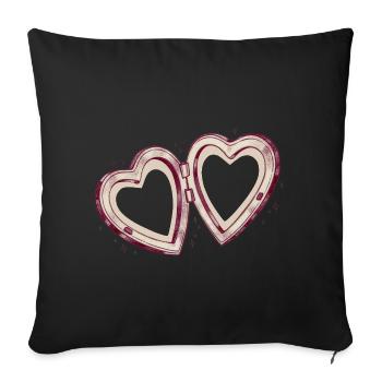 Double connexion cœur - Housse de coussin décorative 45 x 45 cm - noir - Devant