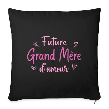 Future grand mère d'amour - Cadeau grand mère - Housse de coussin décorative 45 x 45 cm - noir - Devant