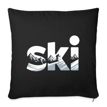 Ski Mountain Panorama Typo Design - Sofa pillowcase 17,3'' x 17,3'' (45 x 45 cm) - black - Front