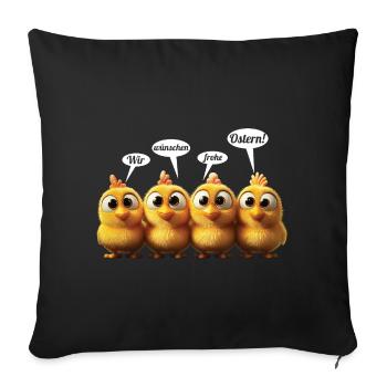 Kuschelige Oster Küken Quartett - Sofakissenbezug 45 x 45 cm - Schwarz - Vorne