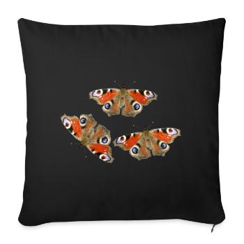 Papillons œil de paon en amour Œil de paon - Housse de coussin décorative 45 x 45 cm - noir - Devant