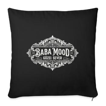 Baba Mood Vintage Ornate Label Türkisch - Sofakissenbezug 45 x 45 cm - Schwarz - Vorne