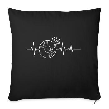 Vinyl Records Heartbeat Music - Sofa pillowcase 17,3'' x 17,3'' (45 x 45 cm) - black - Front