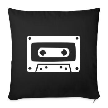Cadeau vintage cassette rétro des années 80 et 90 - Housse de coussin décorative 45 x 45 cm - noir - Devant