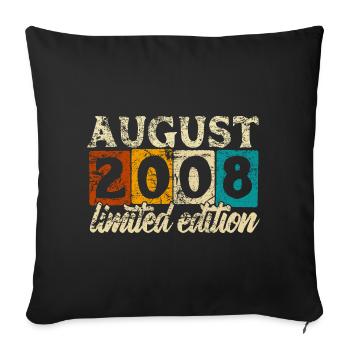 Édition limitée cadeau d’anniversaire d’août 2008 - Housse de coussin décorative 45 x 45 cm - noir - Devant