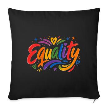 Equality Regenbogen T-Shirt CSD Pride - Sofakissenbezug 45 x 45 cm - Schwarz - Vorne