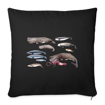 Cachalots et zifios - Cachalots et baleines beaked - Housse de coussin décorative 45 x 45 cm - noir - Devant
