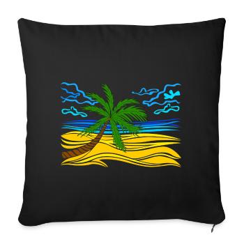 palmier sur la plage - Housse de coussin décorative 45 x 45 cm - noir - Devant