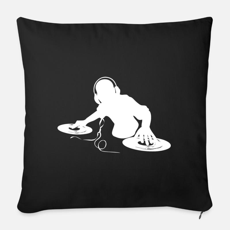DJ - Housse de coussin décorative 45 x 45 cm - noir