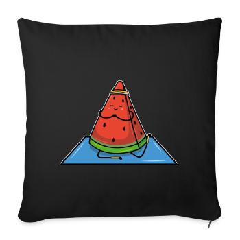 Yoga pastèque image drôle été végétalien - Housse de coussin décorative 45 x 45 cm - noir - Devant