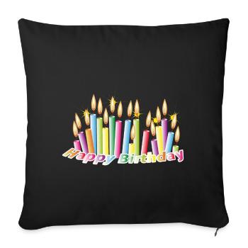 Bougies d'anniversaire arc-en-ciel avec joyeux anniversaire - Housse de coussin décorative 45 x 45 cm - noir - Devant