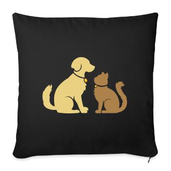 Sweet animal friends - dog and cat - dog and cat - Sofa pillowcase 17,3'' x 17,3'' (45 x 45 cm) - black - Front