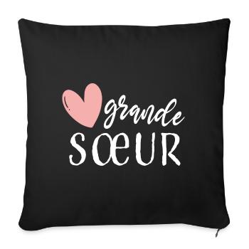 Big sister sisters girls french - Sofa pillowcase 17,3'' x 17,3'' (45 x 45 cm) - black - Front