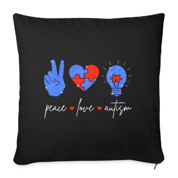 Frieden Liebe Autismus I - Sofakissenbezug 45 x 45 cm - Schwarz - Vorne