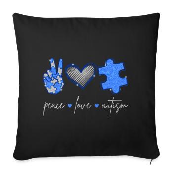 Peace Love Autismus II - Sofakissenbezug 45 x 45 cm - Schwarz - Vorne