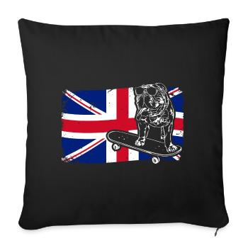 ENGLISCHE BULLDOGGE Union Jack Flag Hunde Wilsigns - Sofakissenbezug 45 x 45 cm - Schwarz - Vorne