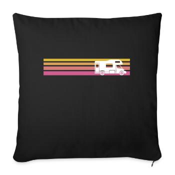 Camping-car Rétro Vintage - Housse de coussin décorative 45 x 45 cm - noir - Devant