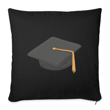 Symbole du chapeau de fin d’études universitaires - Housse de coussin décorative 45 x 45 cm - noir - Devant