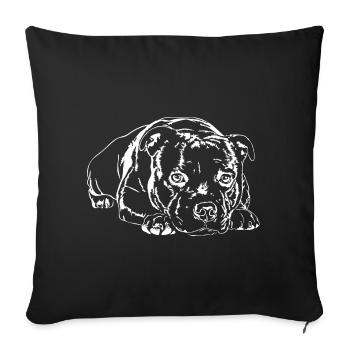 STAFFORDSHIRE BULL TERRIER Bullterrier Wilsigns - Sofakissenbezug 45 x 45 cm - Schwarz - Vorne