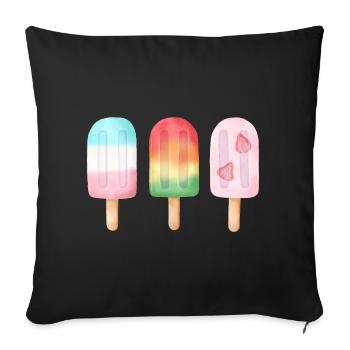 Aquarelle colorée Crème glacée Trio Été - Housse de coussin décorative 45 x 45 cm - noir - Devant