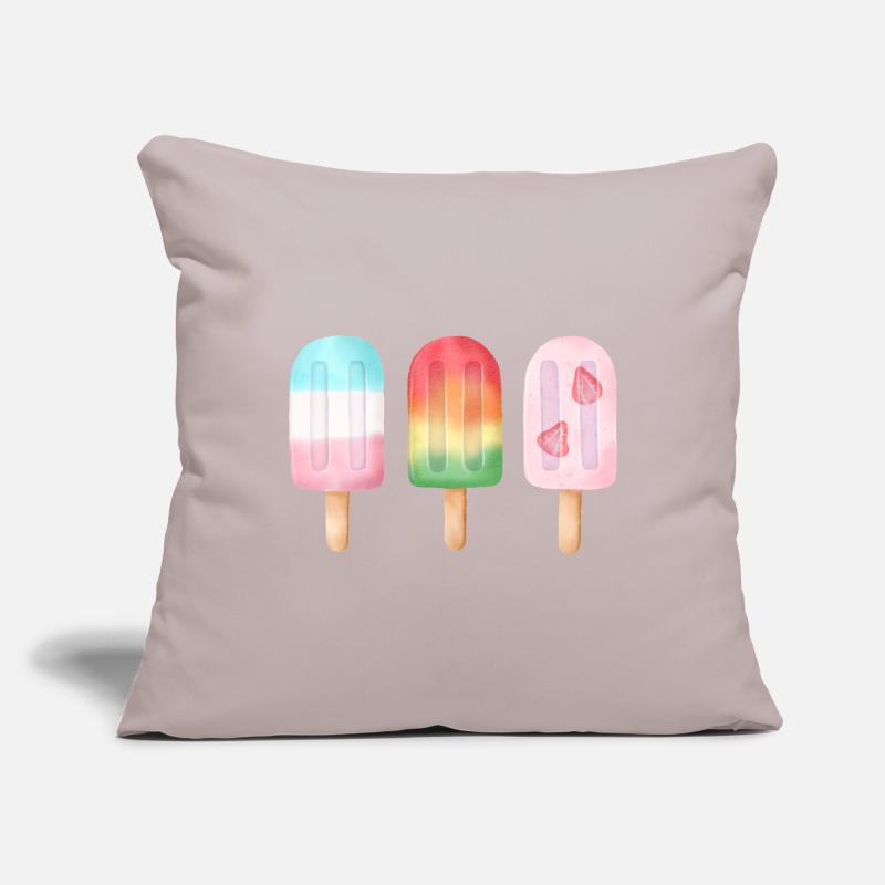 Aquarelle colorée Crème glacée Trio Été Housse de coussin décorative 45 x 45 cm