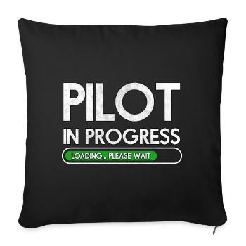 Airplane Pilot Flying Training I Gift - Sofa pillowcase 17,3'' x 17,3'' (45 x 45 cm) - black - Front