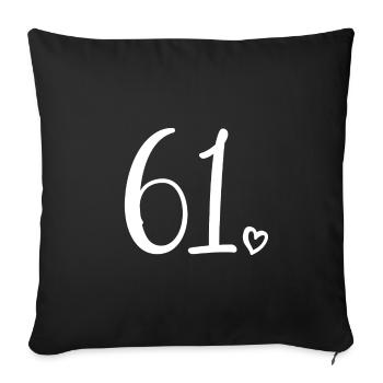 Cute Number 61, 61 Years Old, 61st Birthday Gift - Sofa pillowcase 17,3'' x 17,3'' (45 x 45 cm) - black - Front