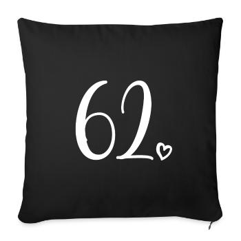 Cute Number 62, 62 Years Old, 62nd Birthday Gift - Sofa pillowcase 17,3'' x 17,3'' (45 x 45 cm) - black - Front