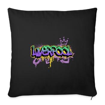 Liverpool Angleterre UK City Graffiti Spray Sprayer - Housse de coussin décorative 45 x 45 cm - noir - Devant