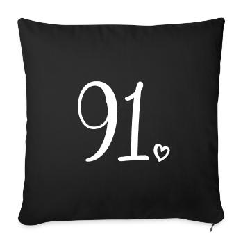 Cute Number 91, 91 Years Old, 91st Birthday Gift - Sofa pillowcase 17,3'' x 17,3'' (45 x 45 cm) - black - Front