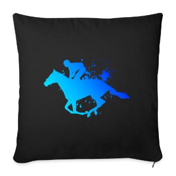 Sport équestre équitation dressage saut d'obstacles - Housse de coussin décorative 45 x 45 cm - noir - Devant